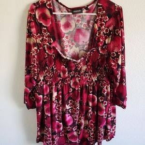 Avenue Multi Floral Wine/Pink Top